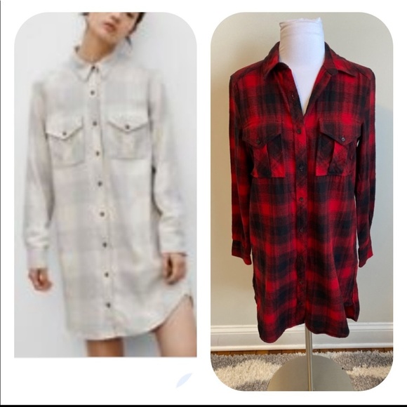 Wilfred Dresses & Skirts - Aritzia Wilfred Free Veronika Buffalo Check Shirt Dress